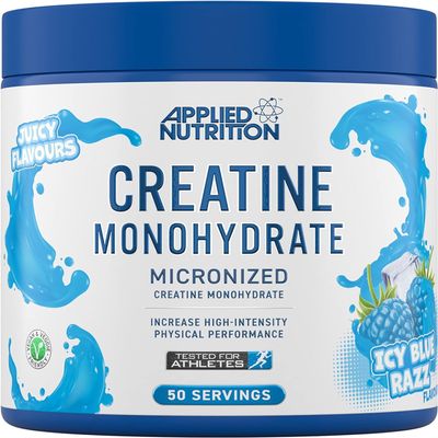 Applied Nutrition Creatine Monohydrate Powder 250g  100% Micronized Creatine  5g per Serving  Supports High-Intensity Performance  ICY Blue Razz  50 Servings
