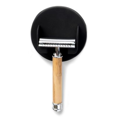 DELUXXOO High Quality Razor Holder Black Silicone Self-Adhesive as Bathroom Organiser and Decoration | Razor Holder | No Drilling | Extra Strong Hold