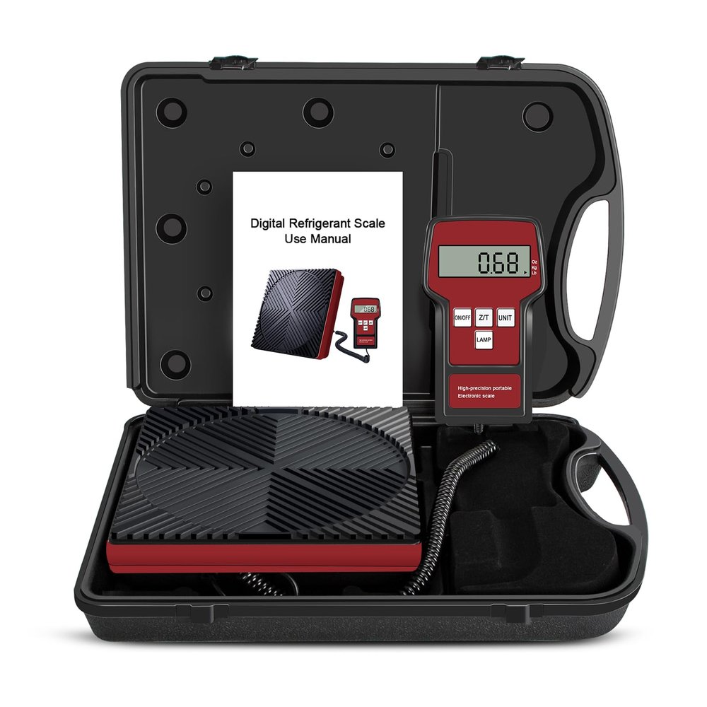 Electronic Refrigerant Scale, 220lb/100kg Refrigerant Charging Scale, High Precision HVAC Digital Weight Recovery for HVAC, Suitable for R32 and R454B filling and recovery, AUTO AC(ACS-100A)