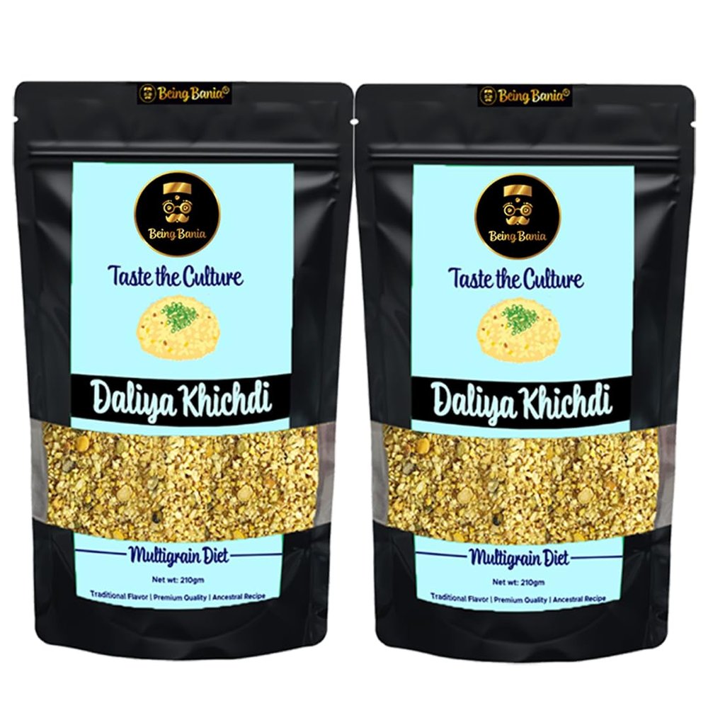 Being Bania Premium Multigrain Daliya 210 gm 100% Natural, High Fibre with Rolled Oats and 8+ Grains, Healthy Dalia Khichdi, Diet Food for Healthy Life (Pack of 2)