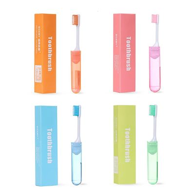VOANZO 4pcs Travel Toothbrush Folding Toothbrush with Toothbrush Box soft Individually Wrapped Toothbrush for Travel Camping School Home