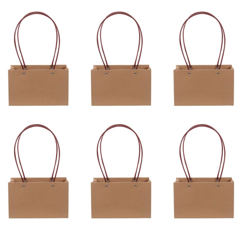 Cabilock Bag Rectangle 6pcs Kraft Paper Florist Straw Bag Waterproof and Durable