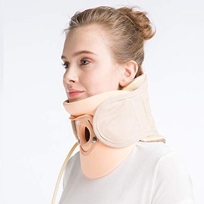 ADITAM Medical Cervical Vertebra Tractor Neck Support Brace Traction Treatment for Neck Pain Spondylosis Correct Posture Cervical Collar Spine Stretch Corrector Neck Spine Fixation,Yellowa Double the