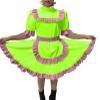 Adult Sexy Lockable Cross Dressing Sissy Maid PVC Dress Lockable Uniform Apron Costume Jumpsuits Rompers,Fluorescence Green,XXXL view 1