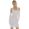 Plus Size PVC Mini Tank Dress Sexy PU Patent Leather Sheath Dress Mini Low Cut Slim Latex Nightclub Dresses with Gloves,Silver,XL view 1
