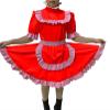 Adult Sexy Lockable Cross Dressing Sissy Maid PVC Dress Lockable Uniform Apron Costume Jumpsuits Rompers,Red,XXXL view 1