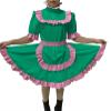 Adult Sexy Lockable Cross Dressing Sissy Maid PVC Dress Lockable Uniform Apron Costume Jumpsuits Rompers,Peacock Green,7XL view 1
