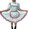 Adult Sexy Lockable Cross Dressing Sissy Maid PVC Dress Lockable Uniform Apron Costume Jumpsuits Rompers,Light Green,6XL view 1