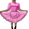 Adult Sexy Lockable Cross Dressing Sissy Maid PVC Dress Lockable Uniform Apron Costume Jumpsuits Rompers,Pink,XXXL view 1