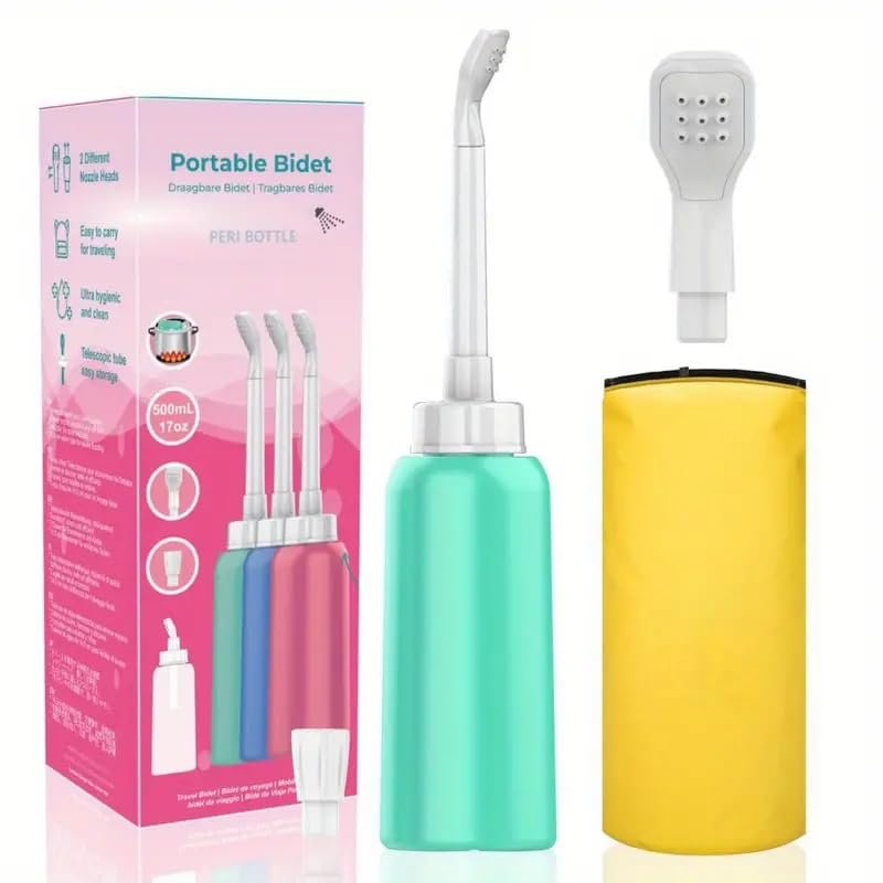 Wolfbeam Portable Hand-held Vulva and Anus Cleaner and Personal Health Vaginal Washing Container, Travel Urinal Spray Scrubber for Personal Hygiene (Green, 450)