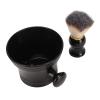 Beard Brush Soft Artificial Bristle Professional Safe Black Beard Brush Bowl Tool Portable Large Capacity Bowl Suitable for Barber Men Home Salon view 4