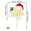 Rsstarxi 1 Pack Merry Christmas Cake Topper Glitter Holly Leaves and Berries Cake Pick Santa Hat Beard Cake Decorations for Christmas Theme Happy New Year Kids Birthday Party Supplies Gold view 2