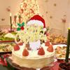 Rsstarxi 1 Pack Merry Christmas Cake Topper Glitter Holly Leaves and Berries Cake Pick Santa Hat Beard Cake Decorations for Christmas Theme Happy New Year Kids Birthday Party Supplies Gold view 4