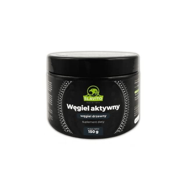 Slavito Activated Charcoal Remove Toxins Support Diggestive System Bowel Movement Balance of Fat in Bloog for Whole Family Dietary Supplement Health