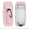caseroxx Leather-Case with belt clip compatible with Freestyle Libre 1/2 / 3 / Insulinx / 14 Day made from genuine leather, Pouch with belt clip and viewing window in pink view 1