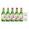 Jinro Chamisul Soju Fruity Flavours - Pack of 5 (Peach,Grapefruit, Plum, Grape, Strawberry) + 2 Soju Glass 350ml 13% Alc./Vol view 1