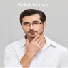 ANRRI Blue Light Glasses for Men Semi Rimless Rectangle Metal Frame UV Blocking Computer Glasses (Black, 2.00, x) view 2