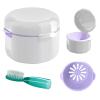 DIDATOOL Denture Cup, Denture Bath, Denture Cups for Soaking Dentures, Denture Case with Lid, Denture Bath with Rinsing Basket, Easy to Carry and Clean Retainer Case Denture Cleaning kit (White) view 1