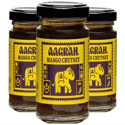 Aagrah Mango Murabba Chutney - Authentic Indian Restaurant Recipe, Perfect with Pappadoms & Starters - 200g Jars - (Pack of 3)