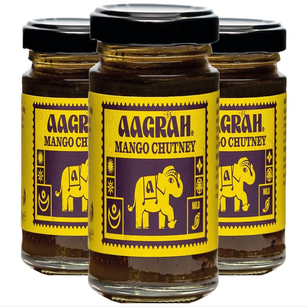 Aagrah Mango Murabba Chutney - Authentic Indian Restaurant Recipe, Perfect with Pappadoms & Starters - 200g Jars - (Pack of 3)