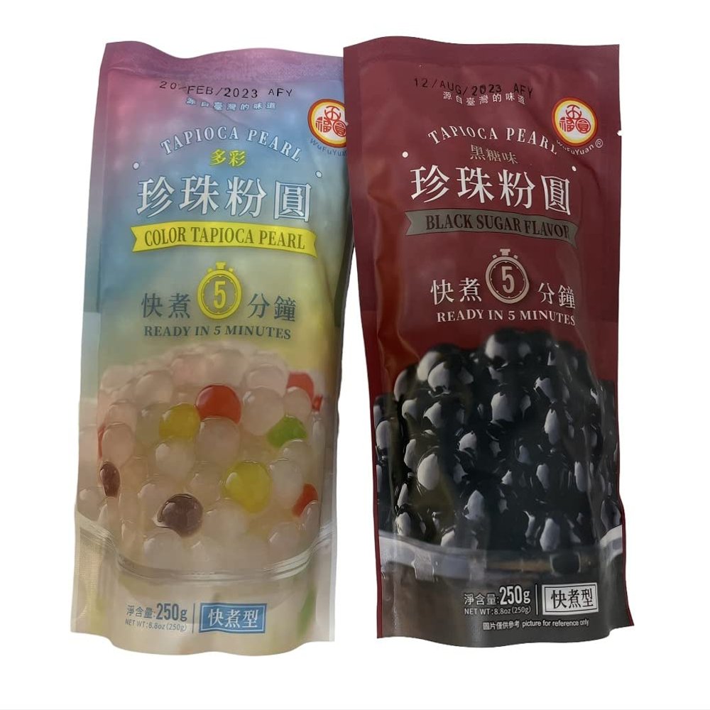 Bubble tea Tapioca Pearl (Pack of 2) - Black and Color 500g