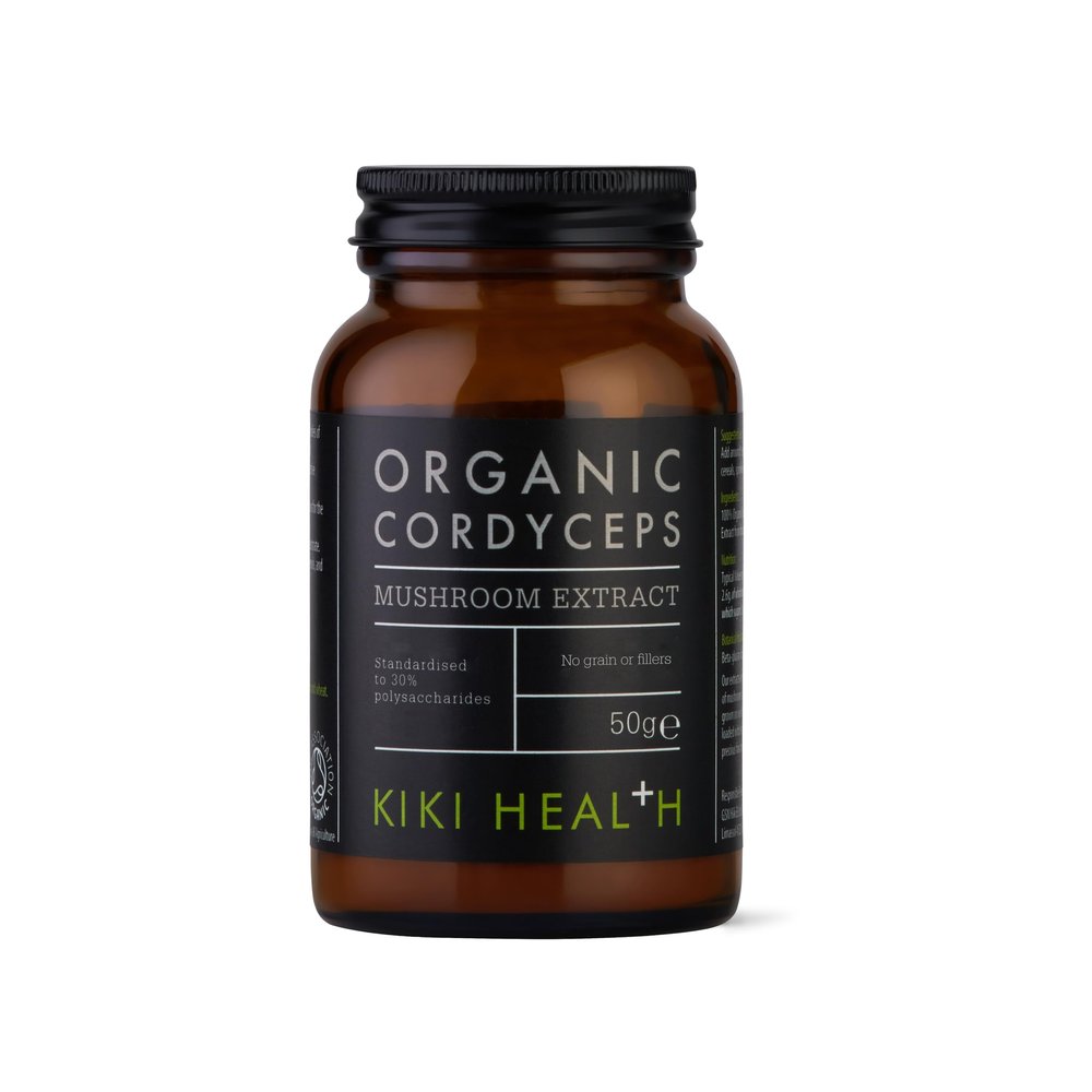 KIKI Health Organic Cordyceps Mushroom Powder Extract | Immune Support & 100% Fruiting Bodies | 30% Beta-Glucan Rich Polysaccharides | Vegan | Full-Spectrum Mushroom Extract S upplement- 50g