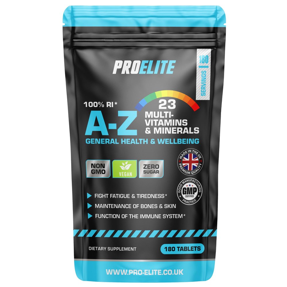 Multivitamins & Minerals - 180 Vegan Tablets - One a Day 100% RDA - 23 Essential Vitamins & Minerals in A-Z Multivitamin Tablet - Made in The UK by PROELITE