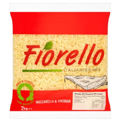 Fiorello Italianissimo Shredded Pizza Cheese Blend 80% Mozzarella & 20% Cheddar | Professional Catering Grade | Perfect Melt & Stretch | 2kg x 6 Bulk Pack