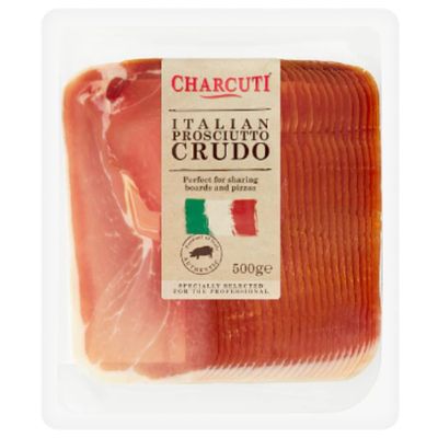 Charcuti Italian Prosciutto Crudo 500g x 6 | Authentic Dry-Cured Italian Ham | Premium Sliced Deli Meat | Antipasto, Sandwiches & Charcuterie | 3kg Bulk Pack