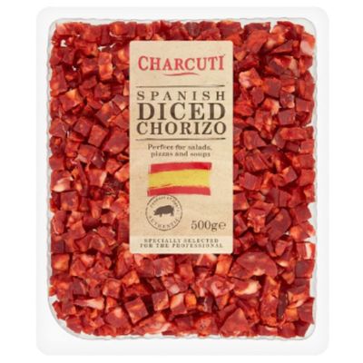Charcuti Spanish Diced Chorizo 500g x 1 | Premium Ready-to-Eat Spanish Chorizo | Authentic Diced Cured Meat | Perfect for Cooking, Tapas & Snacks
