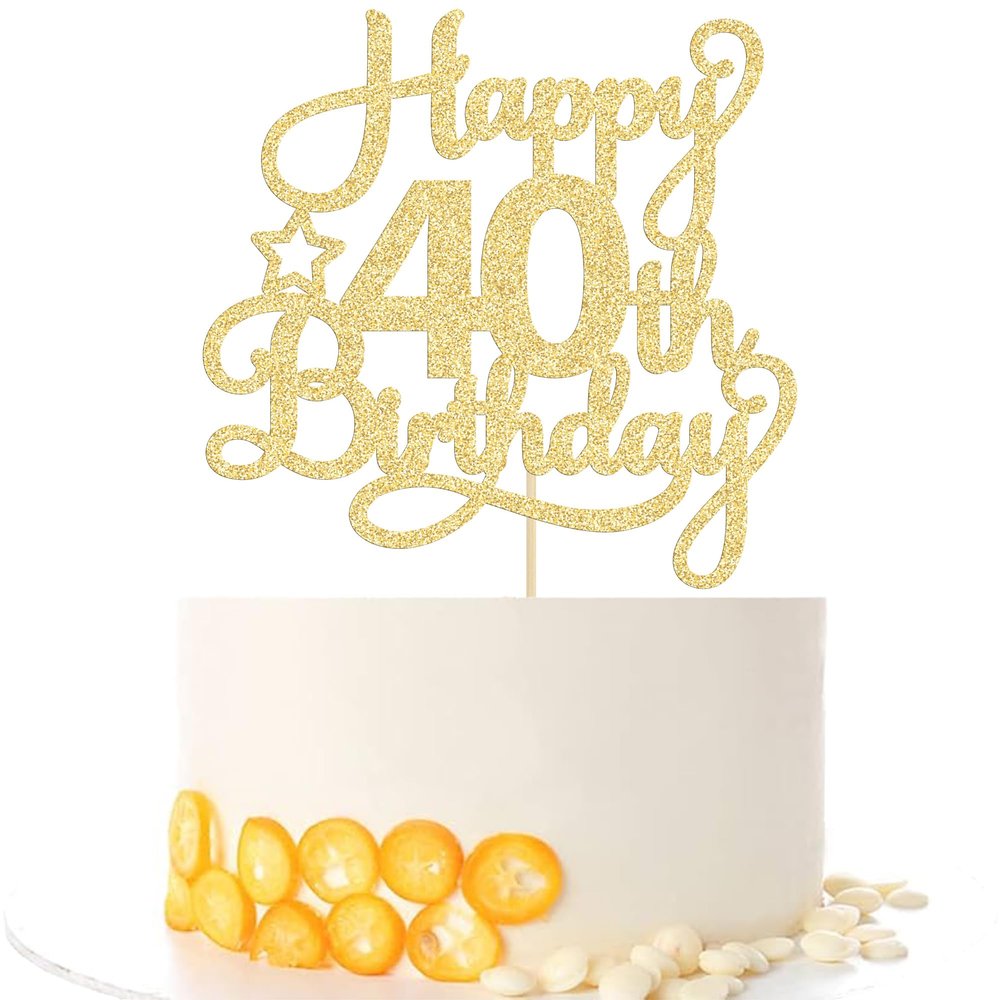 1 Pack Happy 40th Birthday Cake Topper Gold Glitter 40 & Fabulous Cheers to 40 Years Old 40th Birthday Cake Pick for Celebrating 40th Birthday Anniversary Party Cake Decorations Supplies