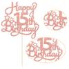 1 Pack Happy 15th Birthday Cake Topper Rose Gold Glitter Mis Quince 15 Cheers to 15 Years Old Birthday Cake Pick for Celebrating 15th Birthday Anniversary Party Cake Decorations Supplies view 3