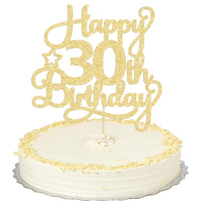 1 Pack Happy 30th Birthday Cake Topper Gold Glitter 30 & Fabulous Cheers to 30 Years Old 30th Birthday Cake Pick for Celebrating 30th Birthday Anniversary Party Cake Decorations Supplies