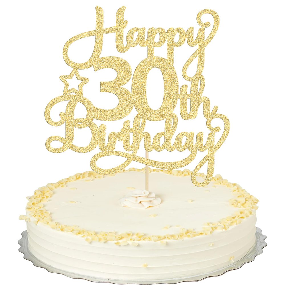 1 Pack Happy 30th Birthday Cake Topper Gold Glitter 30 & Fabulous Cheers to 30 Years Old 30th Birthday Cake Pick for Celebrating 30th Birthday Anniversary Party Cake Decorations Supplies