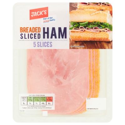 Jacks Breaded Sliced Ham 90g x 8 Tender Cooked Ham with Golden Crumb Coating