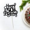 1 Pack Happy 50th Birthday Cake Topper Black Glitter 50 & Fabulous Cheers to 50 Years Old 50th Birthday Cake Pick for Celebrating 50th Birthday Anniversary Party Cake Decorations Supplies view 3