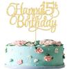 1 Pack Happy 15th Birthday Cake Topper Glitter Number 15 Fifteen Years Old Birthday Cake Pick Decoration for 15th Birthday Celebrating Anniversary Party Supplies Gold view 1