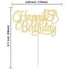1 Pack Happy 15th Birthday Cake Topper Glitter Number 15 Fifteen Years Old Birthday Cake Pick Decoration for 15th Birthday Celebrating Anniversary Party Supplies Gold view 2