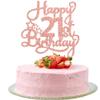 1 Pack Happy 21st Birthday Cake Topper - Rose Gold Glitter '21 & Fabulous' - Cheers to 21 Years Old Cake Pick for Celebrating Anniversary Party Decorations Supplies view 1