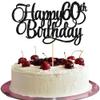 1 Pack Happy 60th Birthday Cake Topper Black Glitter Number 60 Sixty Years Old Birthday Cake Pick Decoration For 60th Birthday Celebrating Anniversary Party Supplies view 1