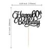 1 Pack Happy 60th Birthday Cake Topper Black Glitter Number 60 Sixty Years Old Birthday Cake Pick Decoration For 60th Birthday Celebrating Anniversary Party Supplies view 2