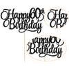 1 Pack Happy 60th Birthday Cake Topper Black Glitter Number 60 Sixty Years Old Birthday Cake Pick Decoration For 60th Birthday Celebrating Anniversary Party Supplies view 3