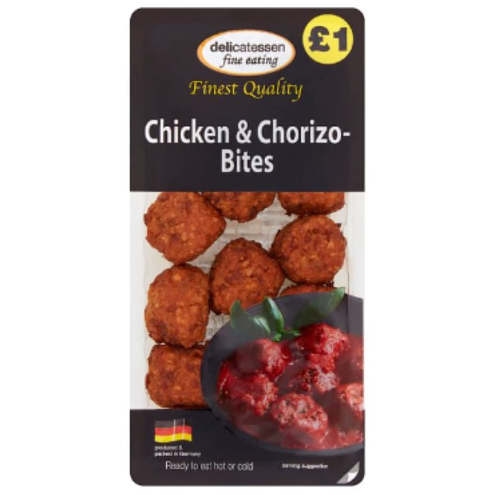 Delicatessen Fine Eating Chicken & Chorizo Bites 200g x 8  Crispy, Ready-to-Cook Gourmet Snack