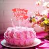 12pcs Happy Valentines Day Cake Topper, Red Glitter Cake Topper Party Decorations for Valentines Day Wedding Engagement Party view 4