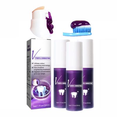 XIRUJNFD Purple Toothpaste For Teeth Whitening, Dental Color Corrector Toothpaste Purple, Toothpaste Sensitive Teeth, Removal Coffee, Yellow Teeth (3Pcs Purple)