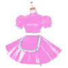 Maid Uniform Cosplay PVC Dress Short Outfit Plus Size Sissy Dress,Pink,5XL view 1