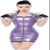 with Black Latex Dress Front 2-Way Zip Short Sleeve Latex Rubber Party Dress,As It,L view 1