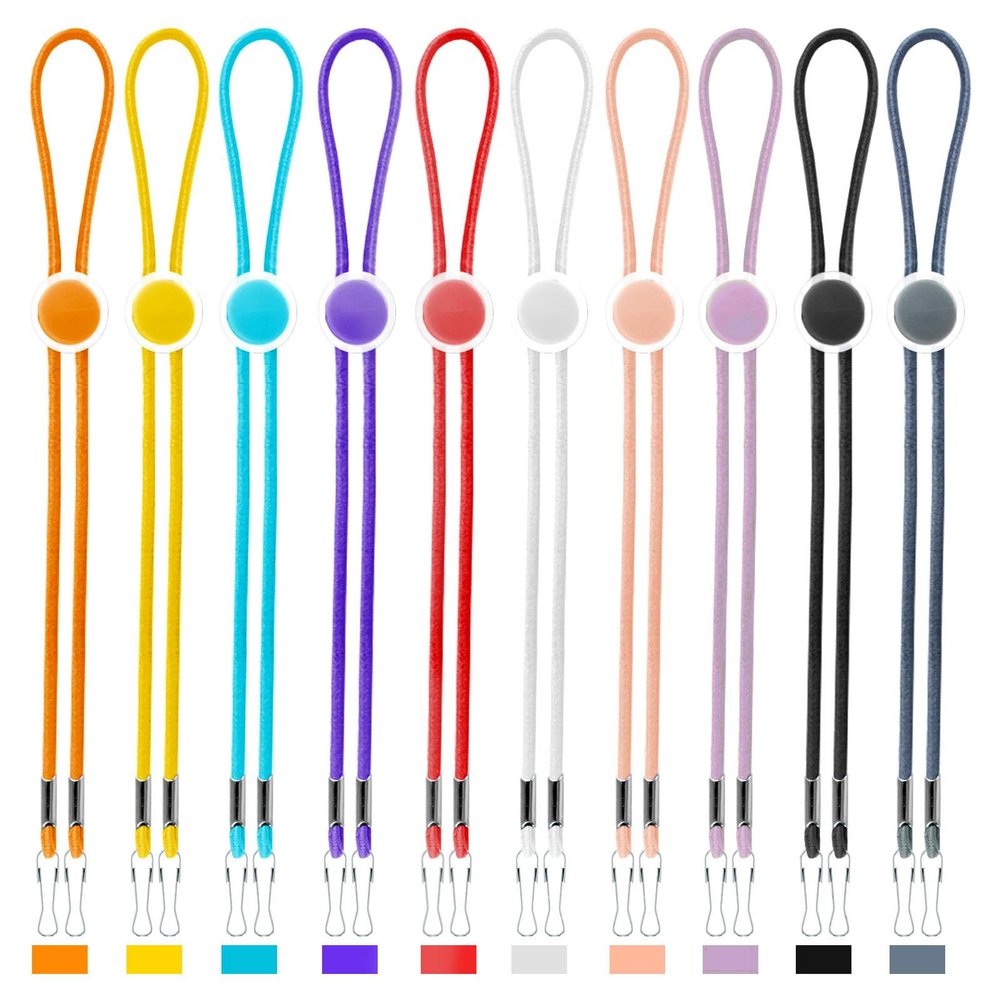 AWAVM10 Adjustable Colorful Buckle Elastic Mask Lanyards, Double Hook Anti Loss Fixed Mask Extension Strap, Protect The Ears, Reusable