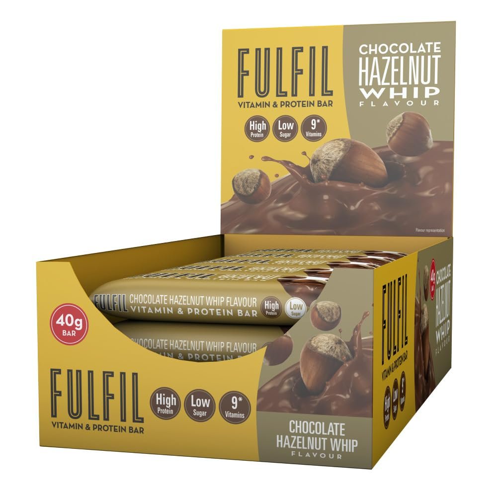 Fulfil Vitamin and Protein Bars (15 x 40g Bars)  Chocolate Hazelnut Whip Flavour  14g High Protein; 9 Vitamins; Low Sugar