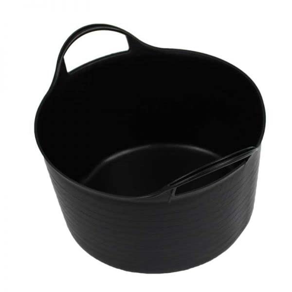 14 Litre Recycled Plastic Flexi Tub Multi-Purpose Trug, Flexible Bucket, Robust, Strong, Rubble Bucket, Black